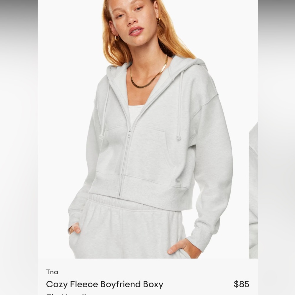 Aritzia Tna Cozy AF Fleece Boyfriend Boxy Zip Hoodie